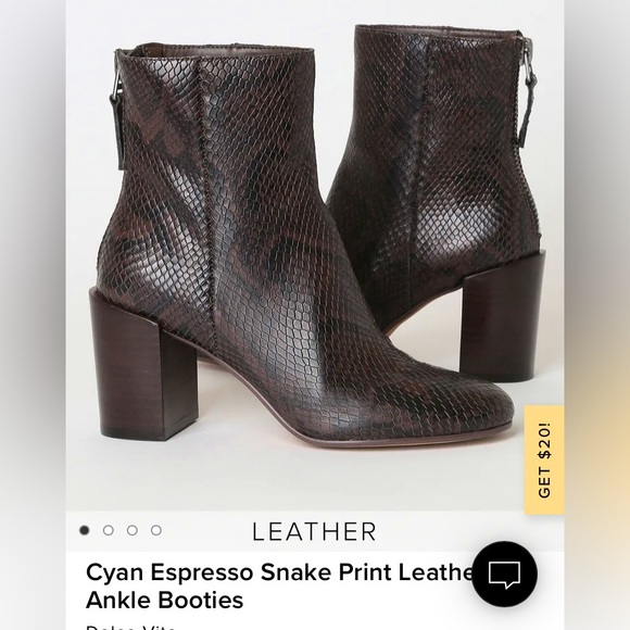 Dolce Vita — Cyan Espresso Snake Print Leather Ankle Booties; Size 7.5 - Picture 3 of 14